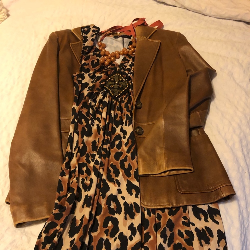 Leopard Print Sleeveless Dress, Andrea Behar Sz L